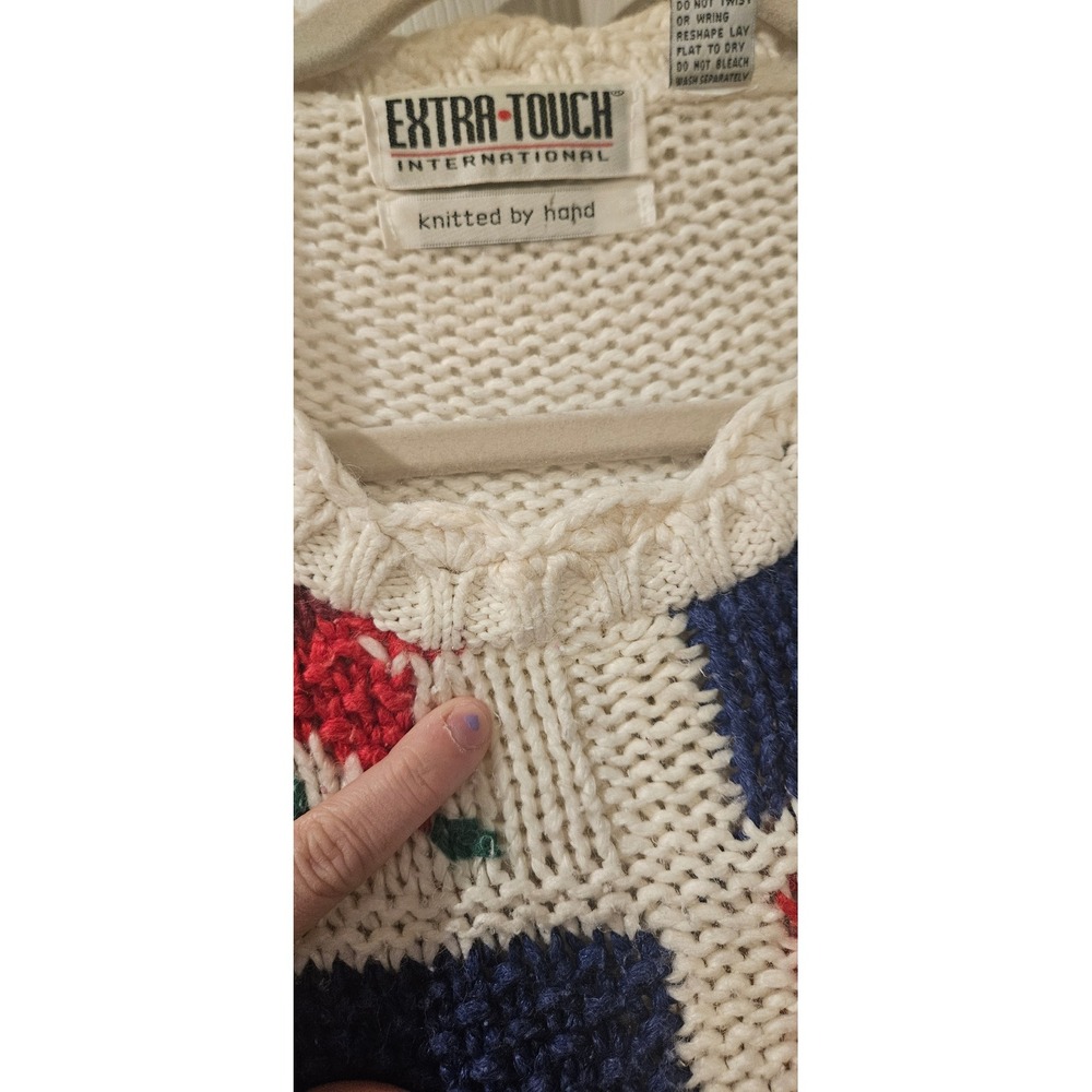 Vintage Hand Knit Granny Square Sweater Womens 3X Grandmacore‎ Cottagecore - Picture 2 of 7